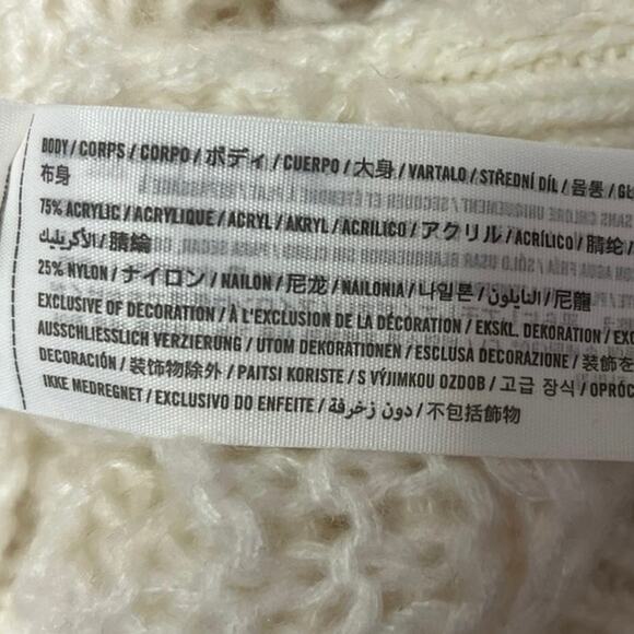 Abercrombie & Fitch Cream Waffle Knit V Back Long Sleeve Sweater Top Size M - Picture 4 of 4